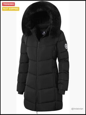Winter Puffer Coat Thicken Fleece Lined Waterproof Down Jacket Faux Fur